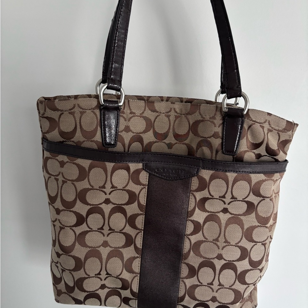 Vintage Coach Brown Shoulder Bag with Signature Monogram